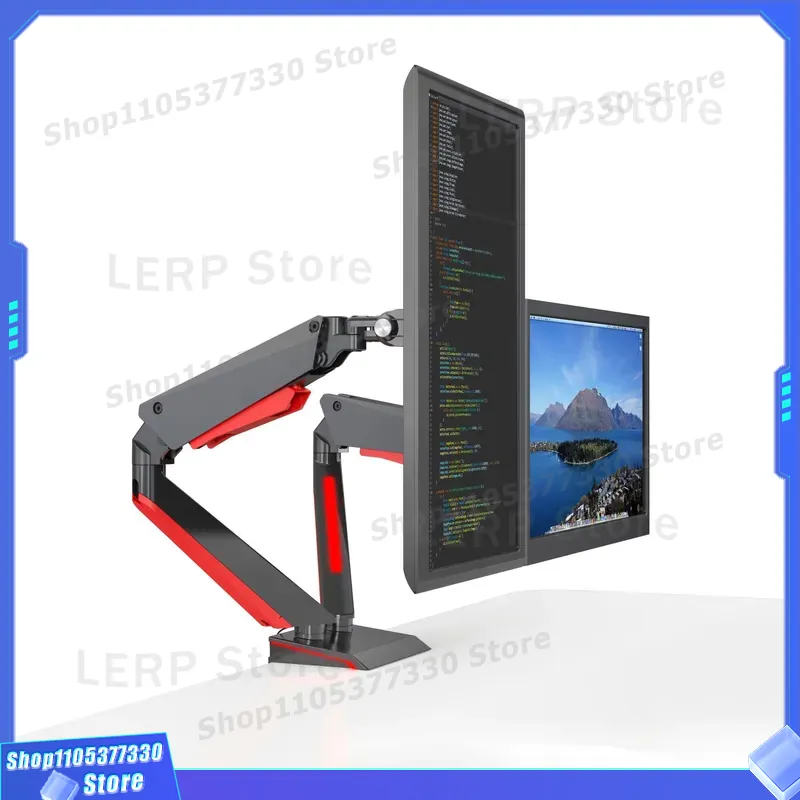 Desk Setup Dual Monitor - Penyangga Monitor Ganda Aluminium 15 hingga