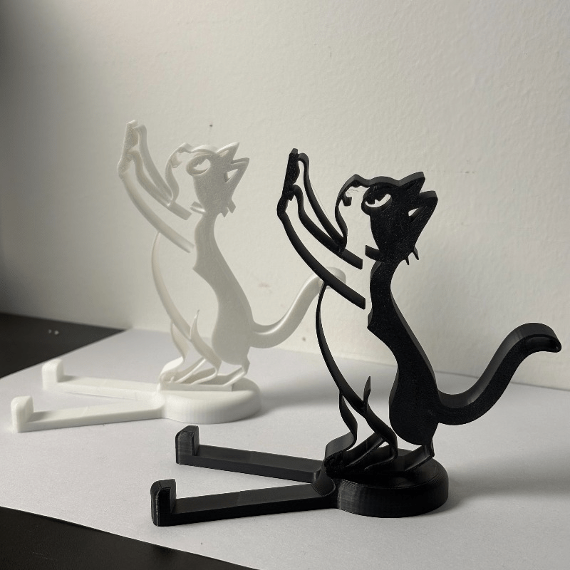 Desk Setup Stand - Penyangga Ponsel Bentuk Kucing Minimalis, Dudukan
