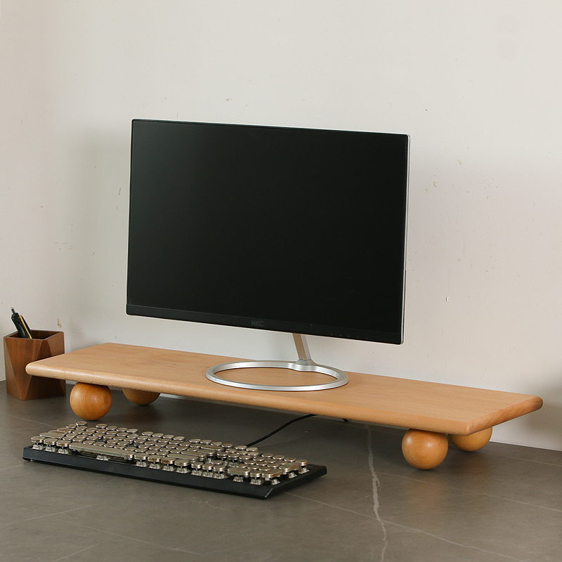 Desk Setup Dual Monitor - Dudukan Monitor Ganda Riser Desktop Kayu