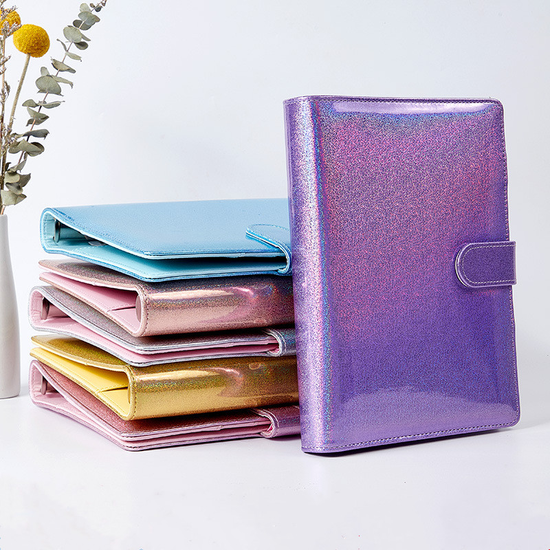 Ring Binder Box - A6/A5 Macaroon Glitter Warna Kulit PU