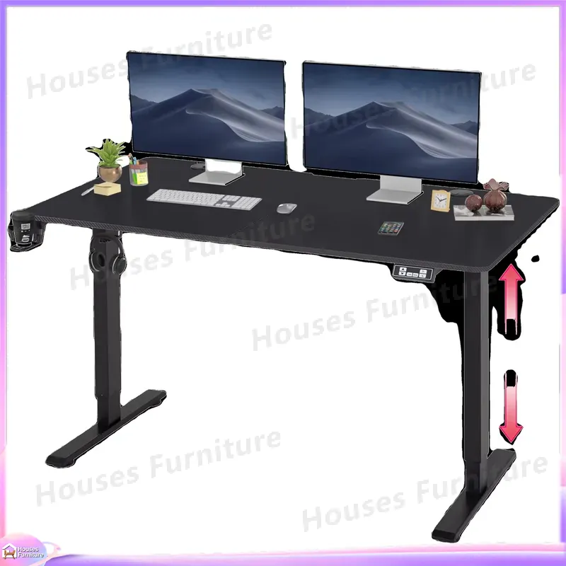 Desk Setup Height - Meja Komputer Gaming Besar dengan Lampu