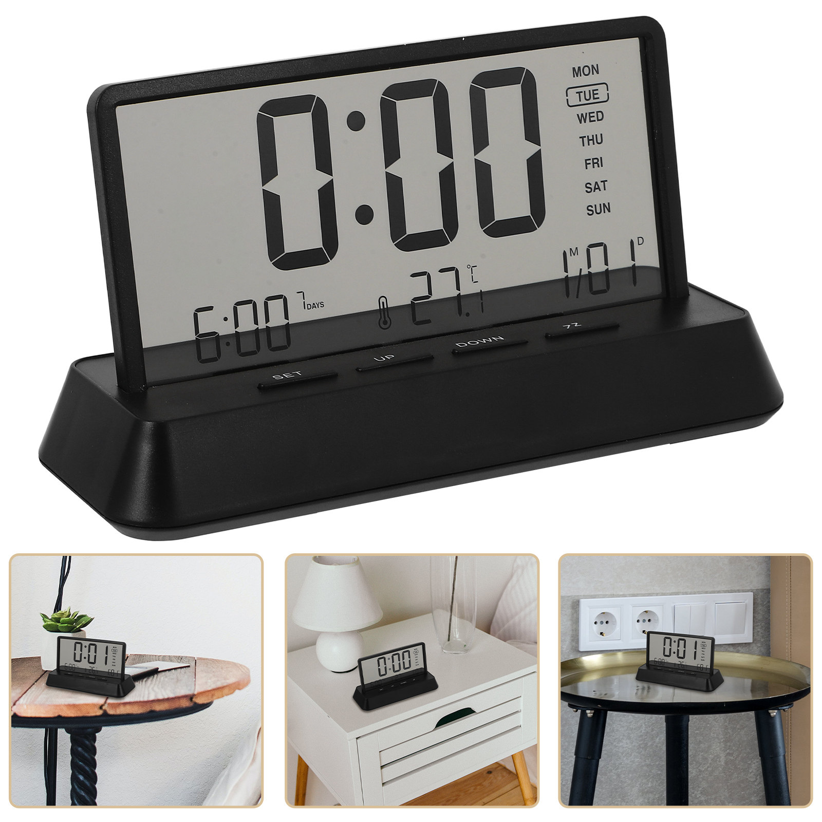 Desk Setup Bedroom - Jam Alarm Digital Kecil Ringkas Plastik