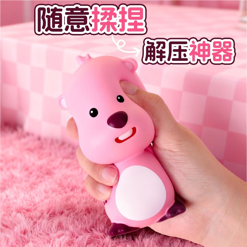 Korean Desk Setup - Boneka berang-berang lucu Loopy pink, mainan