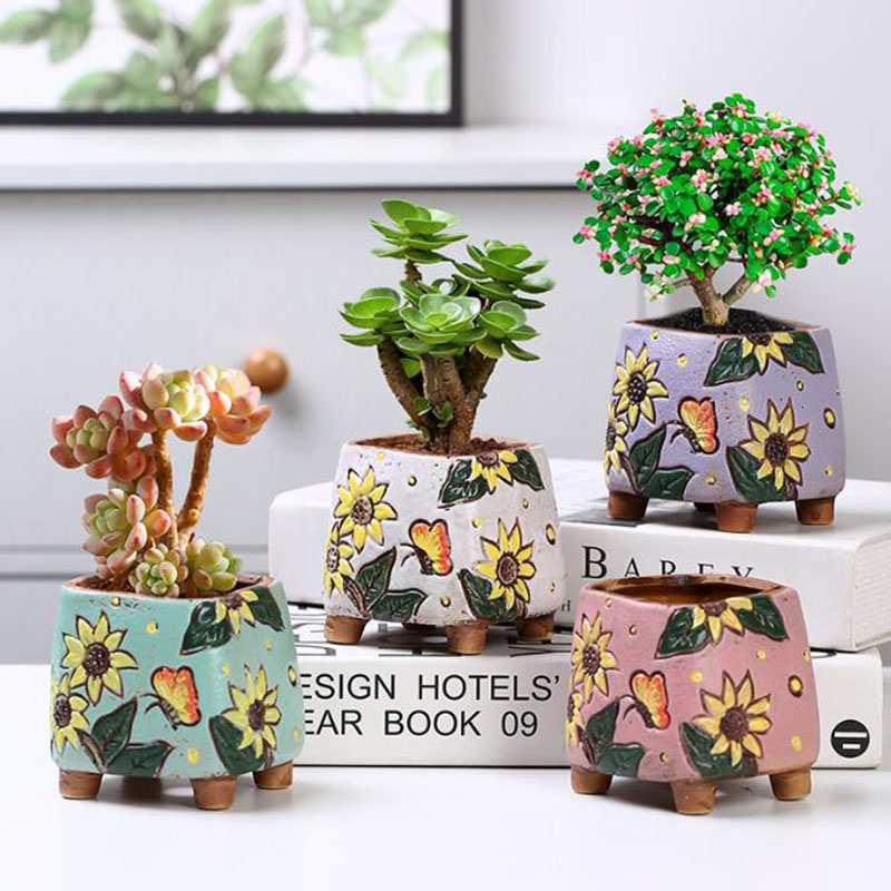 Pot Tanaman Sukulen Pola Bunga - Korean Desk Setup ulasan dan harga