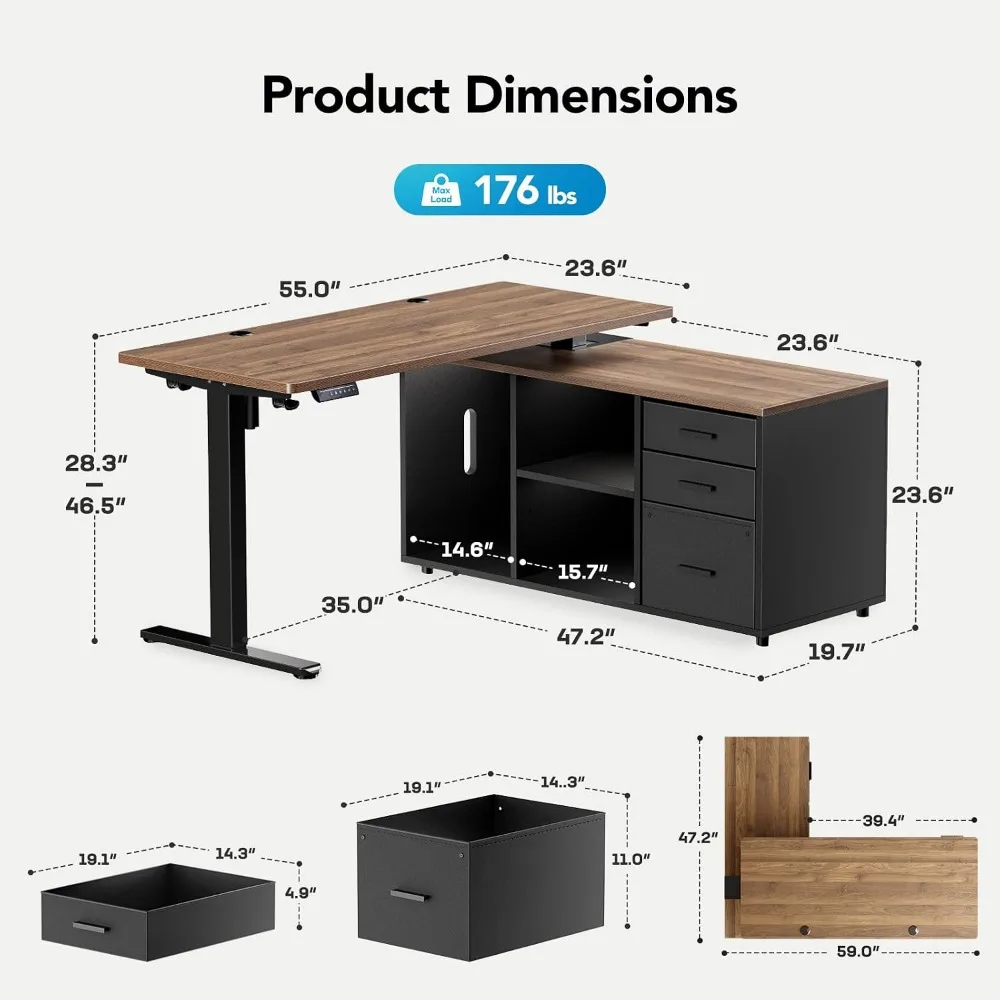 HUANUO Meja Berdiri Berbentuk  - Desk Setup Height ulasan dan harga