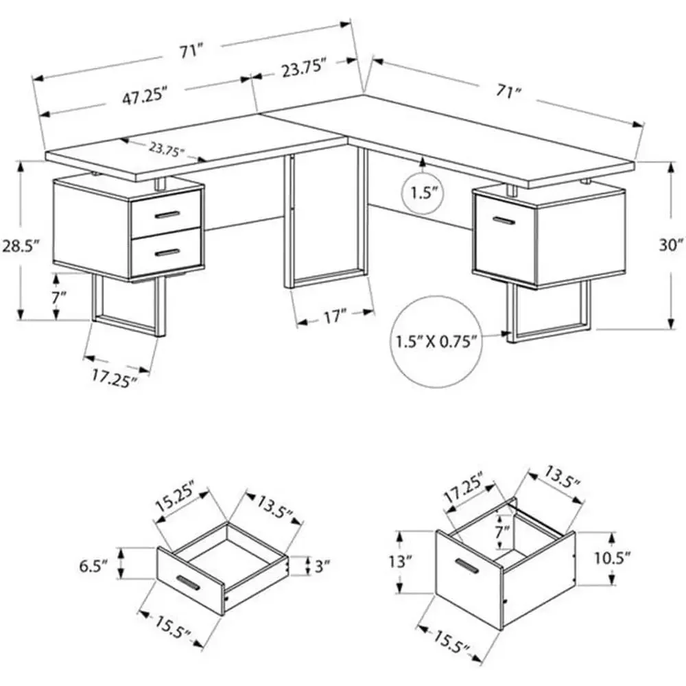 Meja Komputer Bentuk L 70 deng - Desk Setup For Office ulasan dan harga