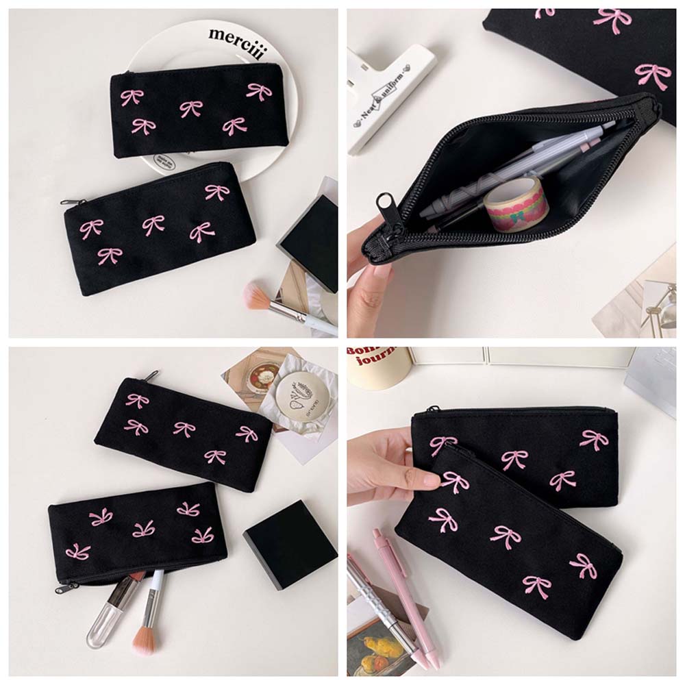 Tas Alat Tulis Bowknot Bow Kap - Korean Desk Setup ulasan dan harga