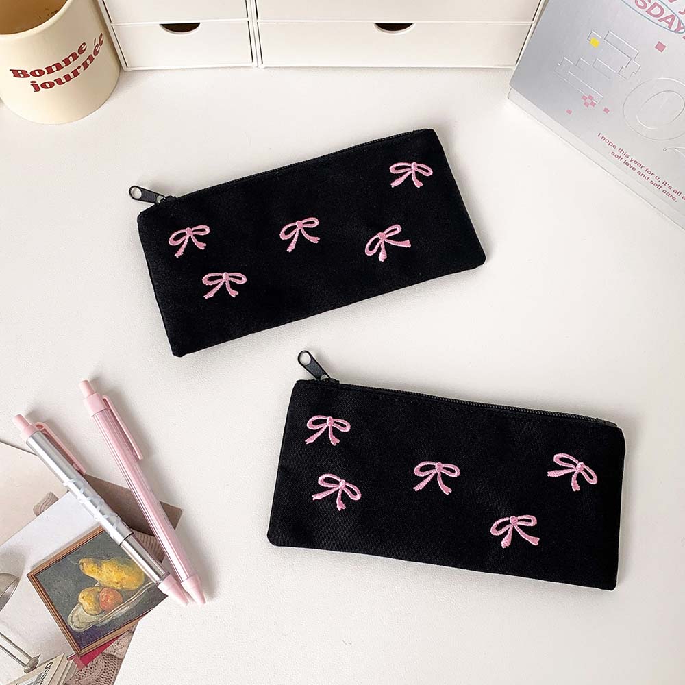 Tas Alat Tulis Bowknot Bow Kap - Korean Desk Setup ulasan dan harga