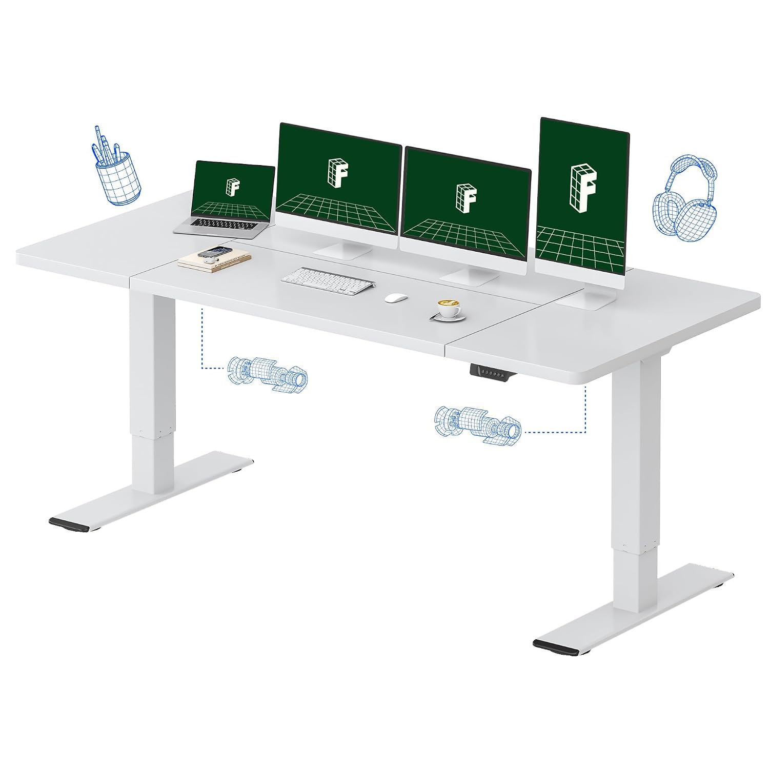 Meja Kerja Elektrik Berdiri de - Desk Setup Dual Monitor ulasan dan harga