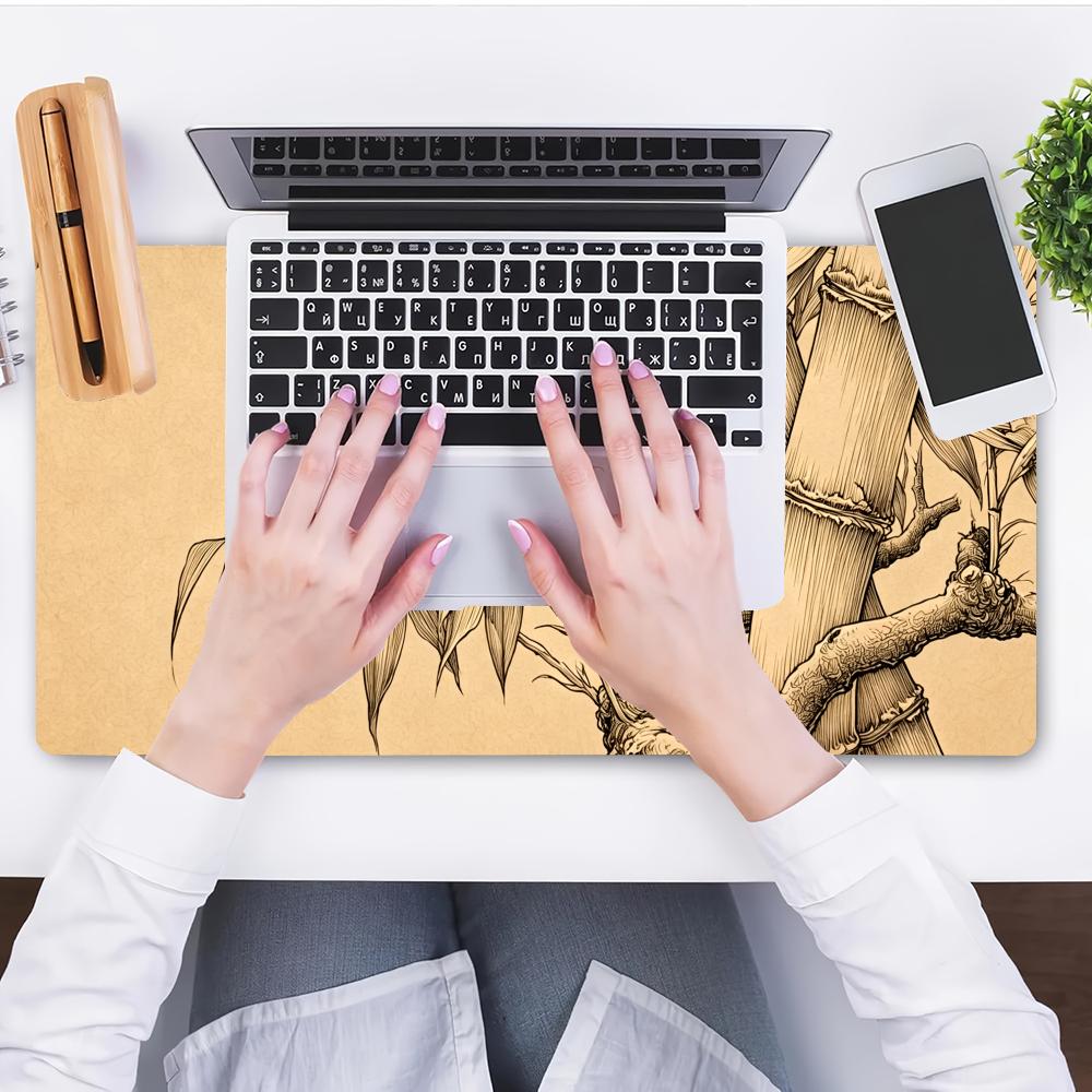 HYBXAXC Bamboo Line Art Mouse  - Desk Setup Beige ulasan dan harga