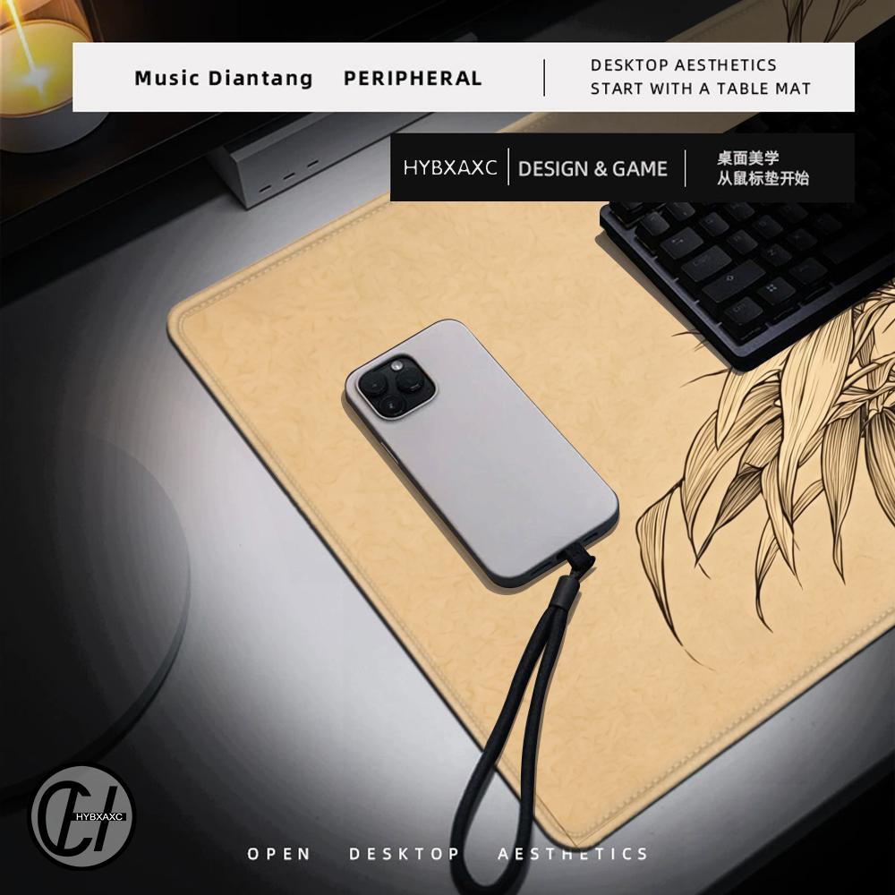 HYBXAXC Bamboo Line Art Mouse  - Desk Setup Beige ulasan dan harga
