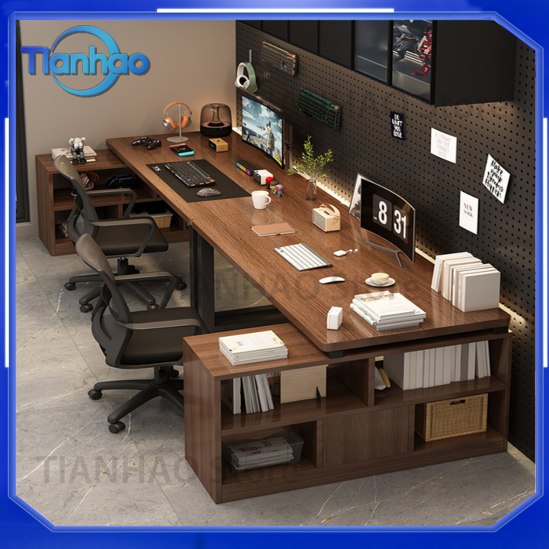 Meja Gaming Bentuk L dengan Ra - Desk Setup Dual Monitor ulasan dan harga