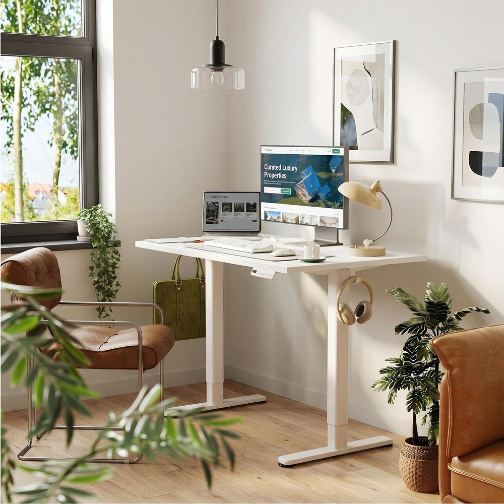 Meja Kerja Elektrik yang Dapat - Desk Setup Dual Monitor ulasan dan harga