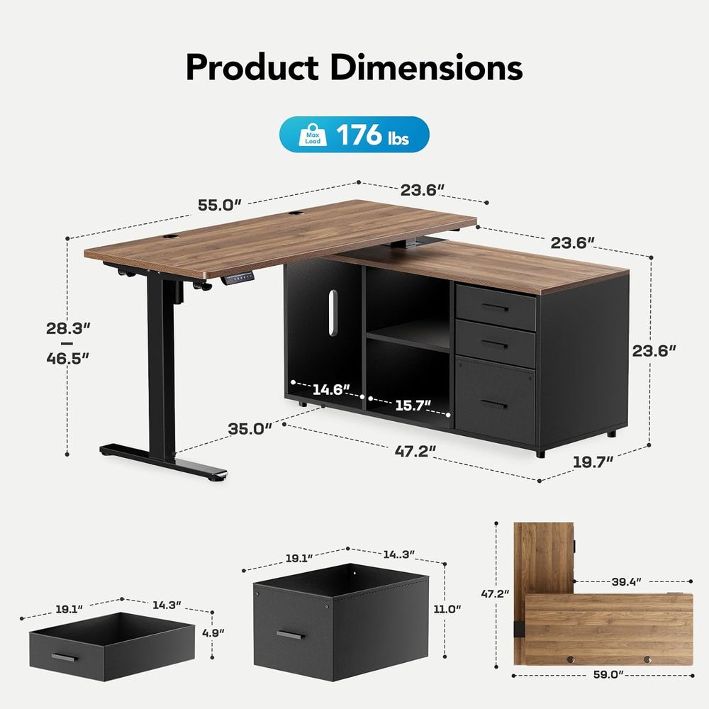 Meja Berdiri Bentuk L 55 Inci  - Desk Setup Height ulasan dan harga